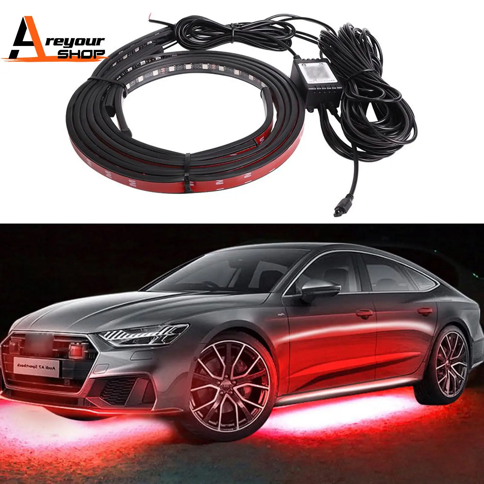 

4Pcs LED Chassis Light Modified With Fantasy Ambient Light APP+Remote Control 120*2+150*2 cm