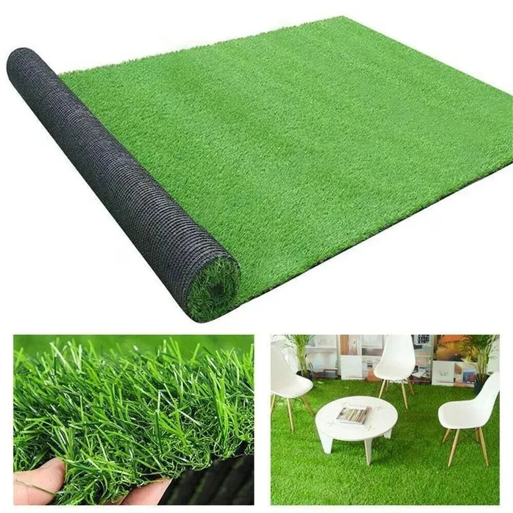 New Design Realistic Artificial Grass Turf Wear Resistant Synthetic Lawn Carpet Non Slip Fake Grass Rug Drainage Design Decor