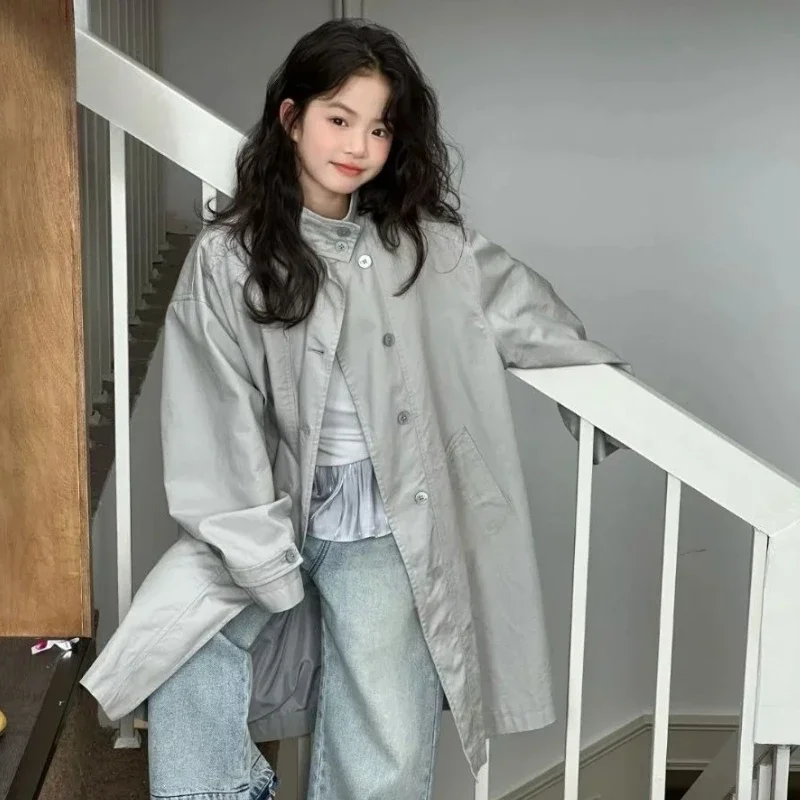 gabardina-infantil-de-estilo-coreano-2025-para-ninas-color-solido-clasico-corte-holgado-chaqueta-larga-cortavientos-ropa-exterior-informal