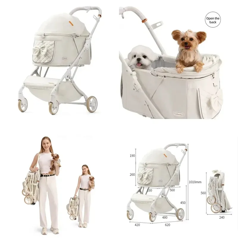 Foldable Pet Stroller for Cats and Dogs Portable Outdoor Cart with Cup Holder and Umbrella Supports up to 50 lbs for Walking