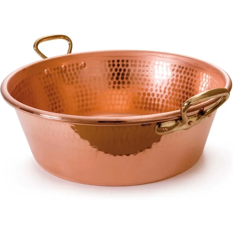 M'Passion 1.2mm Hammered Copper Jam Pan With Brass Handles, 9.4-qt, Made In France