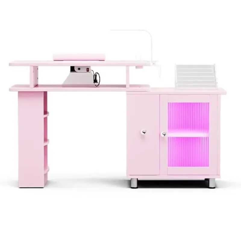 Portable Foldable Manicure Table with Wheels Large Drawers Nail Technician Workstation Customer Wrist Rest Pad Storage Bag
