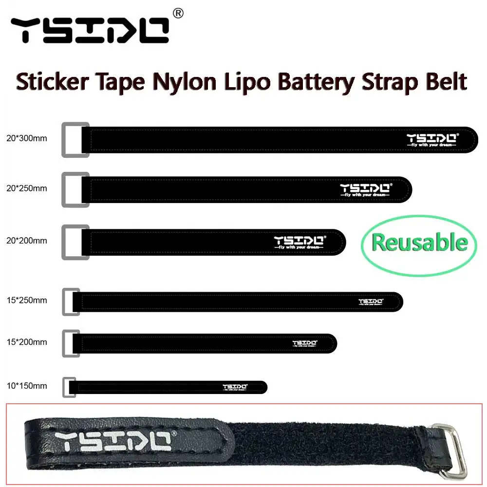 5pcs 10X150mm 15X200mm 20x250mm 20x300mm Sticker Tape Nylon Lipo Battery Strap Belt Reusable Cable Tie Wrap for FPV RC Battery
