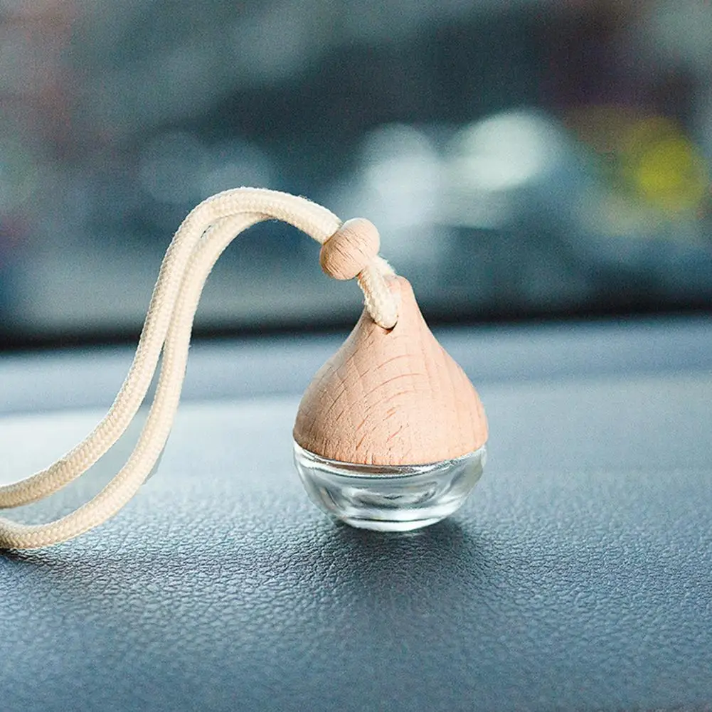 6ml Water Drop Shape Glass Car Perfume Bottle with Lanyard Interior Clear Aromatherapy Empty Bottle Automotive Accessories