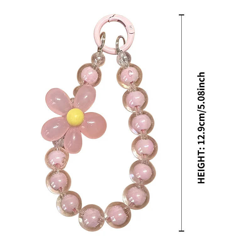 Phone Anti-lost Lanyard Key Short Wrist Pendant Colorful Macaron Round Bead Pendant Women's Hand-held Chain Mobile Phone Lanyard