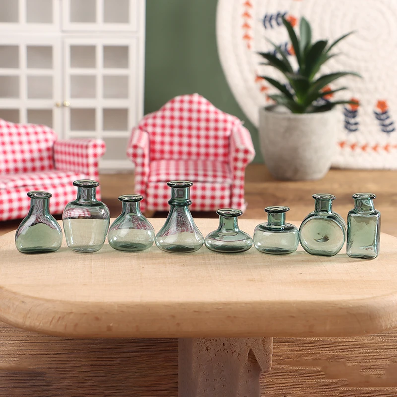 1Pc 1:12 Dollhouse Miniature Glass Vase Flower Storage Jar Model Furniture Accessories For Doll House Garden Decor Kids Play Toy