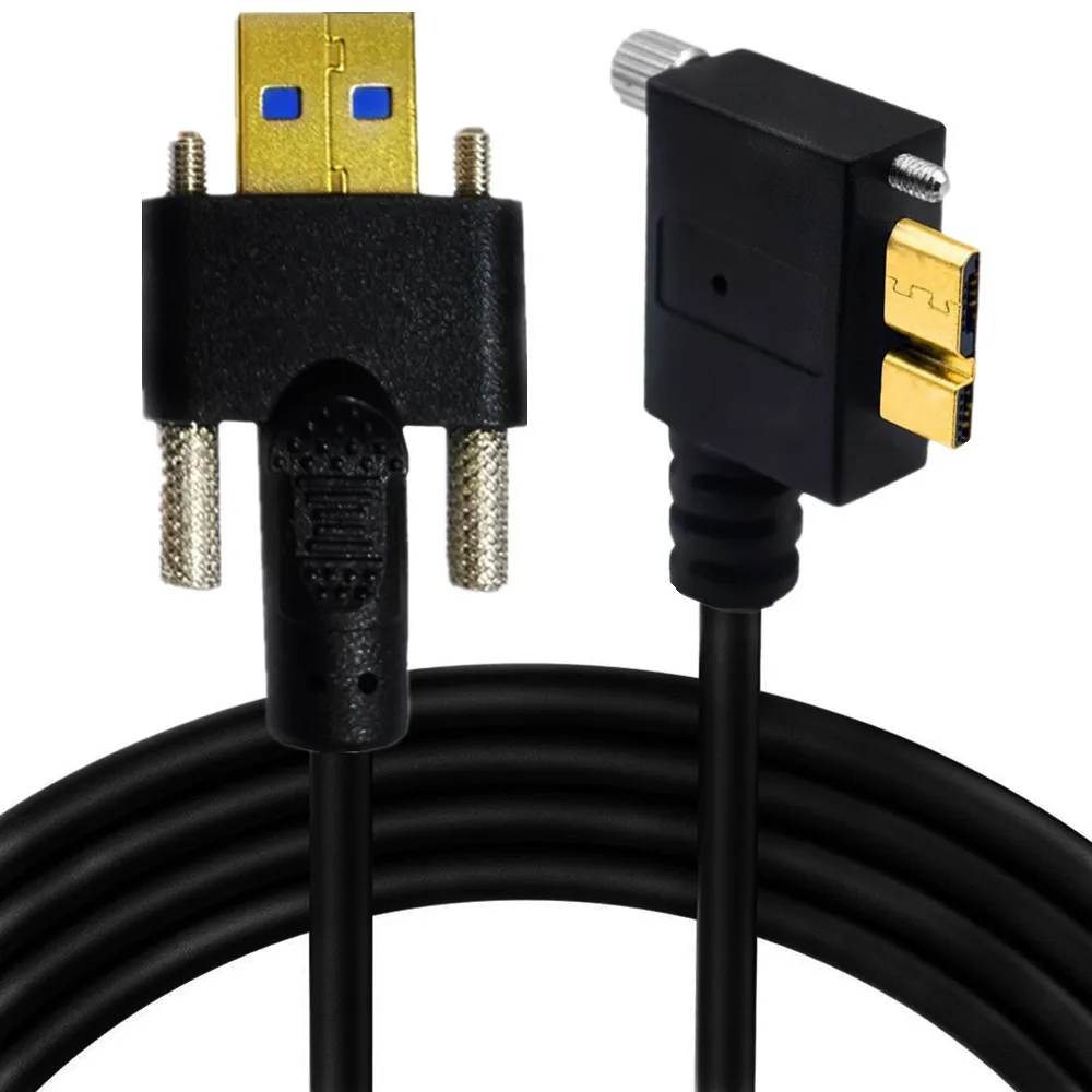 USB 3.0 a Male to Micro B Male Bendable Cable with Dual M3 Screw Locking - Data Sync & Charging Cord 0.3m/1m/2m Options Availabl