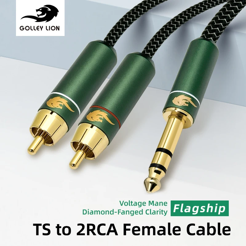1/4 Inch TRS to Dual RCA Audio Cable 6.5 6.35mm Stereo Jack To L/R RCA Y Splitter Adapter Braid Cord for DVD Amplifier Speaker