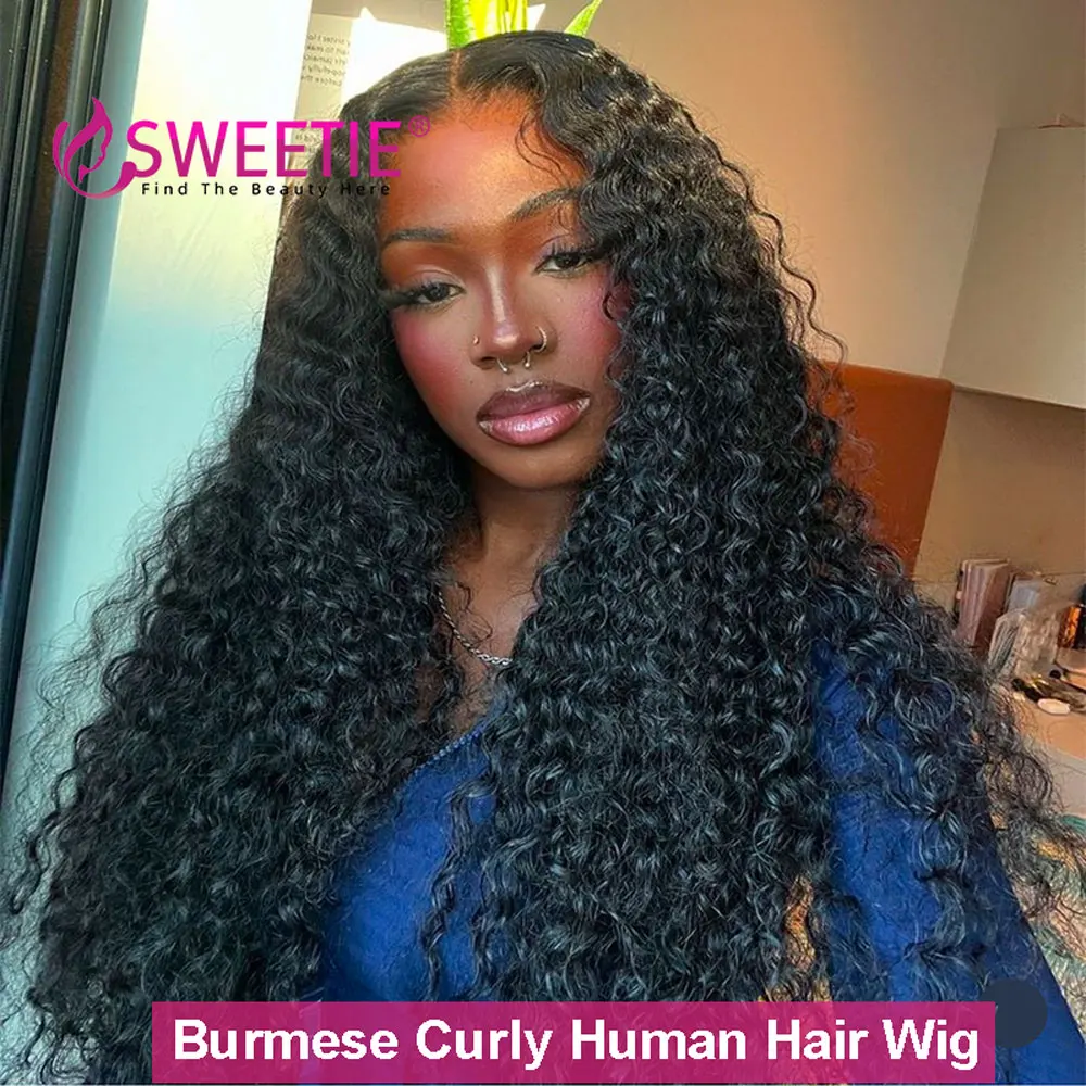 

200% Density Burmese Pix Curly Lace Frontal Wig Vietnames Curly 13x4 Lace Front Human Hair Wigs Burmese Curly Human Hair Wigs