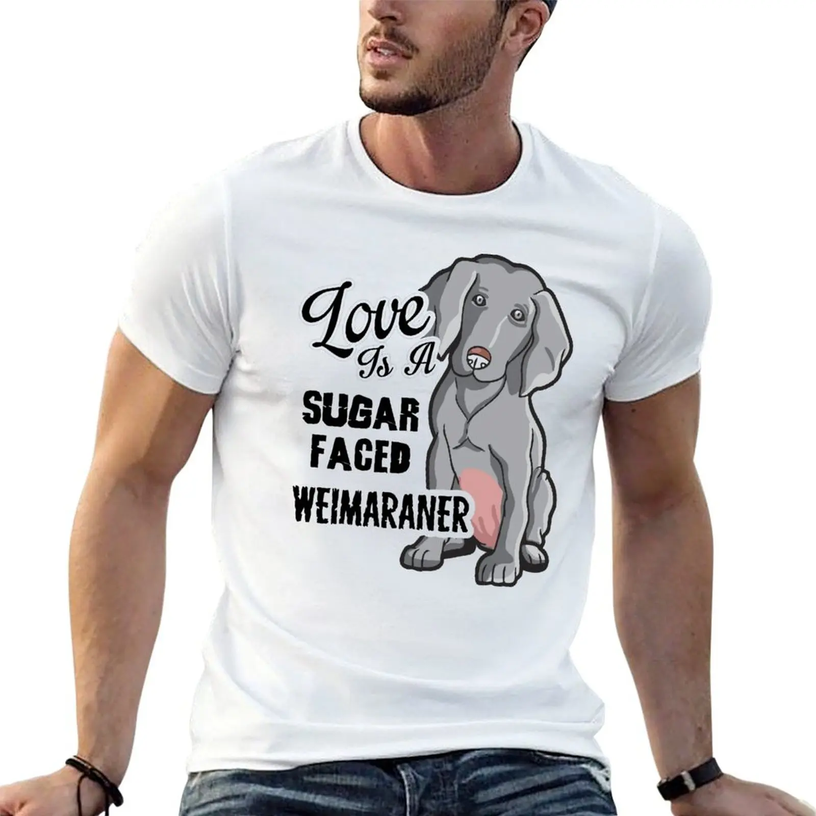 Love is a Sugar Faced Weimaraner T-Shirt Simple Print Design T-Shirt