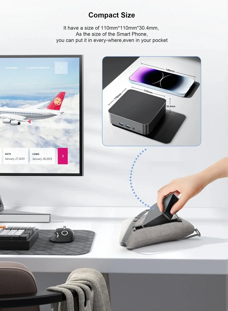 LENO Mini-PC für Gamer, Intel Core i9-9900, tragbarer Computer, 16 GB RAM, 2 TB SSD, Full-HD-Display, Bluetooth, WiFi6, Windows 11, für Gaming und Büro, 4K-HDMI. – Detail 10