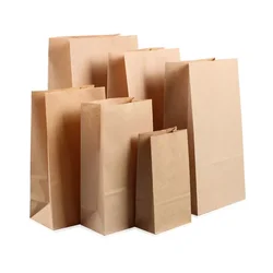 10Pcs Brown Bakery Bags Kraft Paper Bags for Cookie, Sandwich, Bread, Dried Foods & Snack -Takeout Bags, Party Wedding Supplies