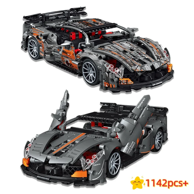 

1142 детали MOC: Техническая модель гоночного автомобиля, конструктор, кирпичики для сборки, DIY, настольное украшение, игрушки для детей, подарок на день рождения для мальчиков