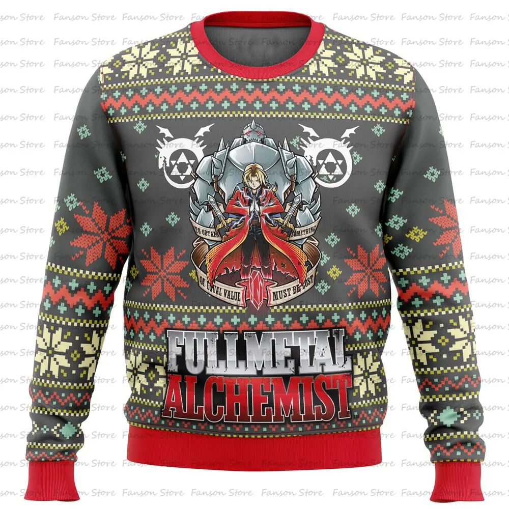 Pull de Noël Fullmetal Alchemist Alt en-ly pour hommes et femmes, pull de dessin animé, sweat à capuche Anime, mode printemps et