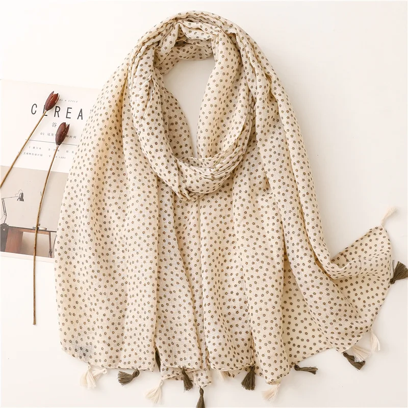 2026 Women Autumn Tassel Shawl Luxury Brand Lovely Garden Floral Viscose Scarf High Quality Pashminas Wrap Muslim Snood 180*90Cm