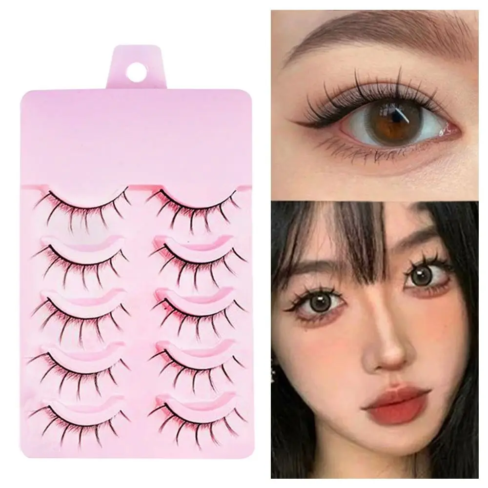 5ペア高品質フィッシュテールつけまつげデイリーメイクブラックアニメまつげナチュラルマンガまつげ