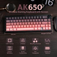 AJAZZ AK650 Wireless Mechanical Keyboard with Screen, Knobs, RGB Lighting, Music Rhythm Sync, 65pcs Layout, 5000mAh Battery