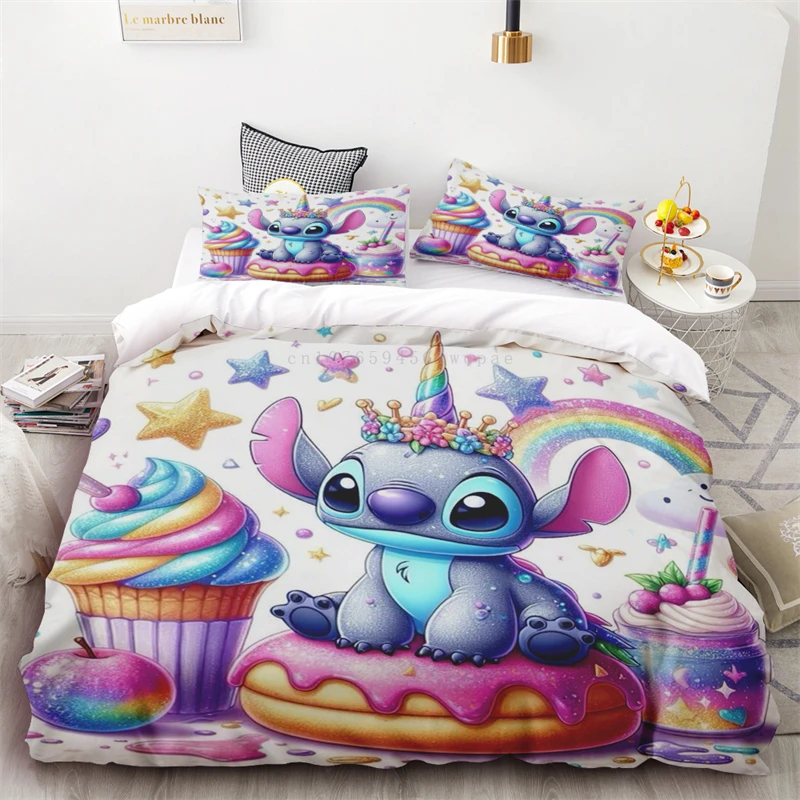 

3pc Duvet Cover Stitch Ice Cream Pattern Single Double Bed Size Children Adult Gift One Quilt Cover Two Pillowcases