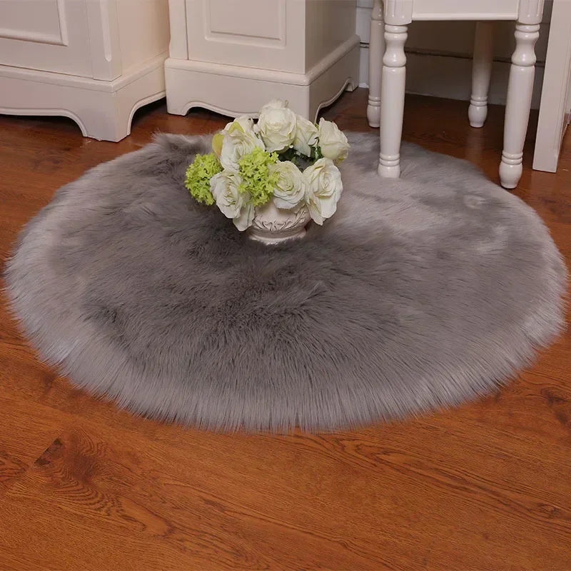 

Faux Fur Long Wool Carpet, Floor Mat, Bedroom, Living Room, Window Cushion, Pet Nest Mat, Round Door Rugs, Cute Rug