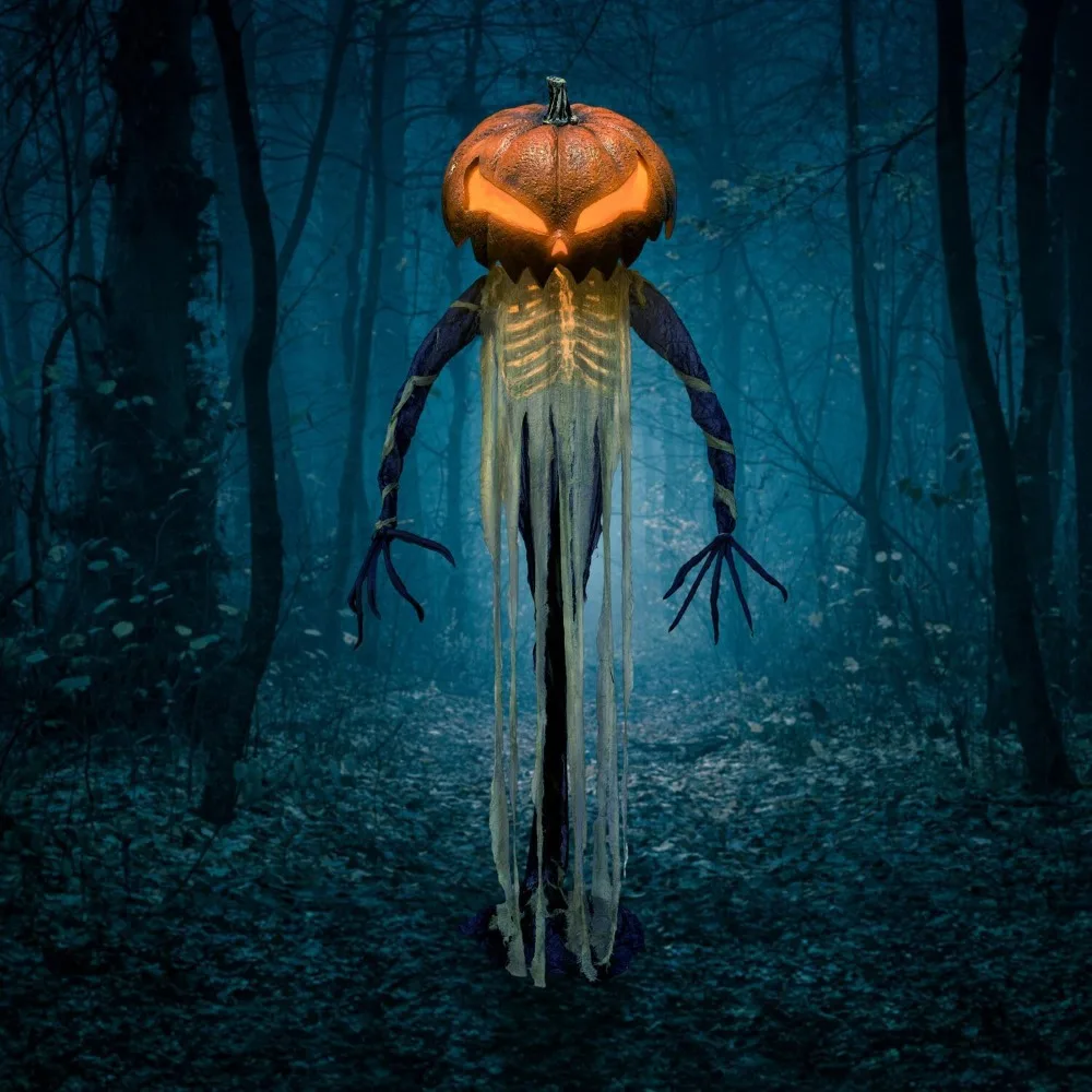 Pumpkin Sentinel by Tekky, Battery-Operated, Motion and Sound Activated Animatronic with Sound Effects and Lights.