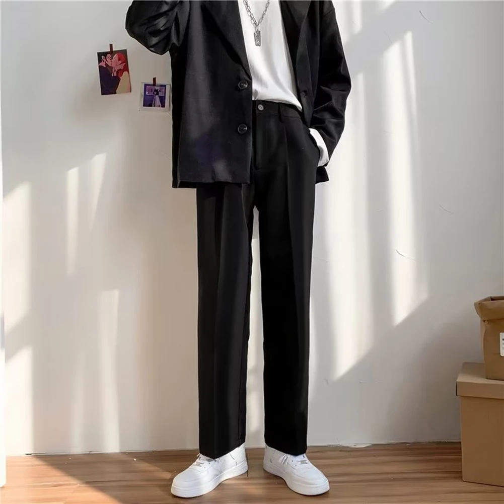 Brand New Trousers Suit Pant Apricot Black Business Suit Pant Trousers Polyester Slightly Elastic Smooth Pants