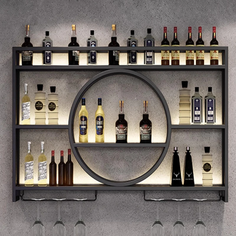 

Small Whisky Wine Cabinets Liquor Hanging Metal Inverted Holder Wine Rack Wall Mounted Modern Mueble Para Vino Bar Furnitures