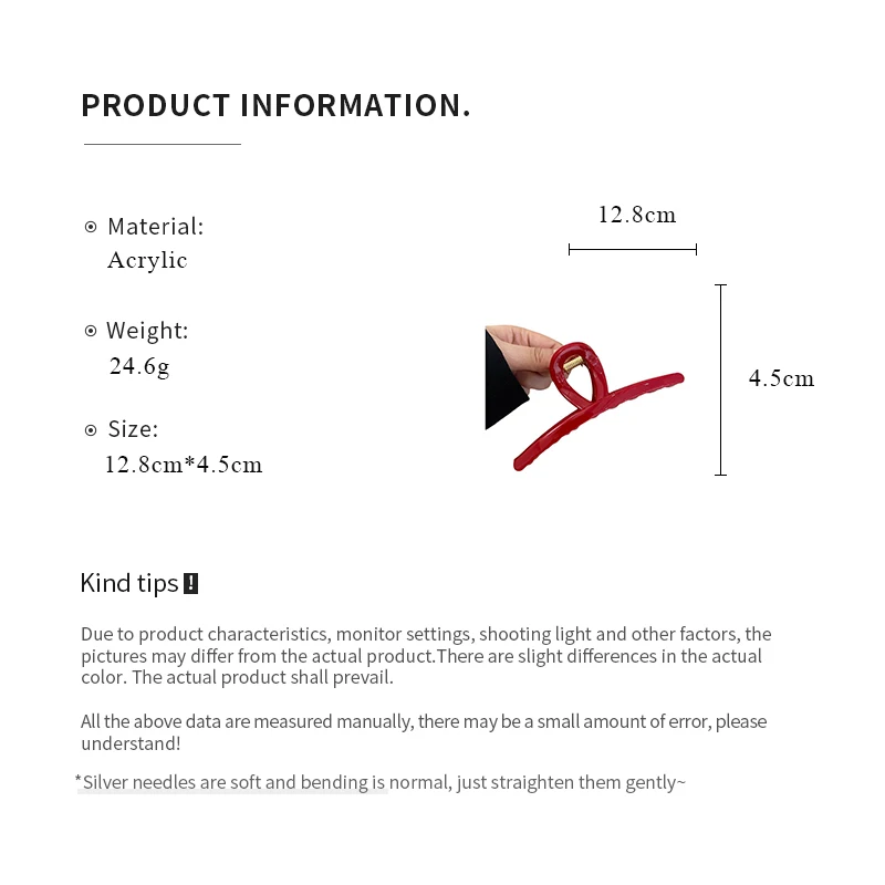 مخالب شعر أكريليك حمراء للنساء ، مجوفة ، مقوسة ، متقاطعة ، هندسية ، رأس خلفي ، مخلب قرش ، مشبك عتيق ، إكسسوارات #6