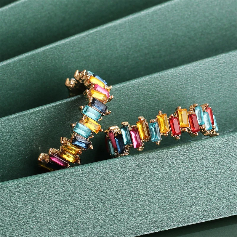 Luxury Colorful Zircon Round Earrings For Women Metal 2023 New Fashion Oversized Copper Alloy Hoop Earrings Jewelry Party Gifts image 4