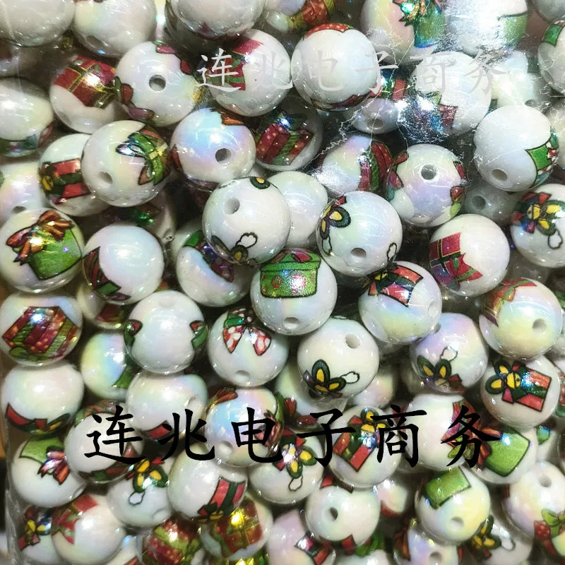 5pcs gift box cartoon anime acrylic beads white background printed beads for diy jewelry making bracelets materials