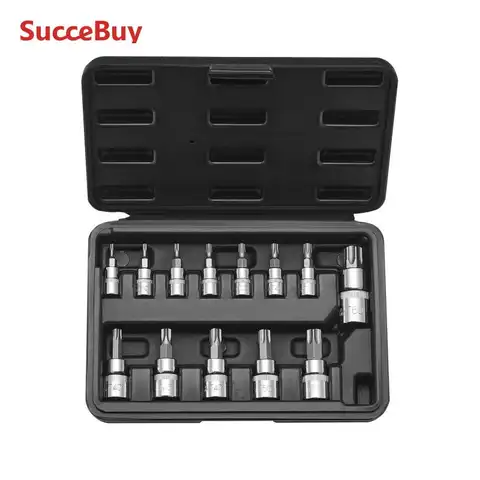 SucceBuy Torx Bit Socket Set 13-Piece Star T8 - T60 Set S2 Alloy Steel and Cr-V Steel with Enhanced Storage Case Torx Sockets