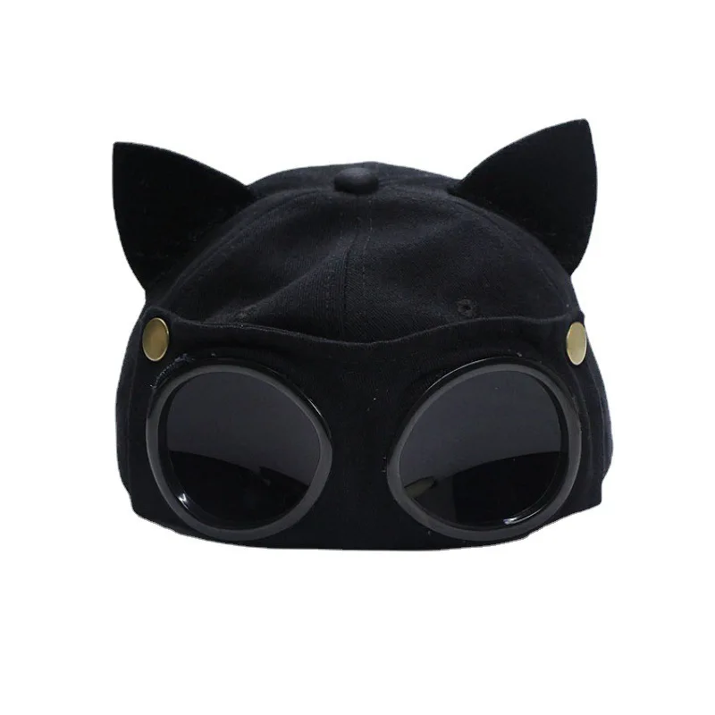 New Fashion Baseball Cap For Men Outdoor Sports Hip Hop Hats Women Cute Cat Ear Punk Glasses Aviator Hat Streetwear Pilot Bone