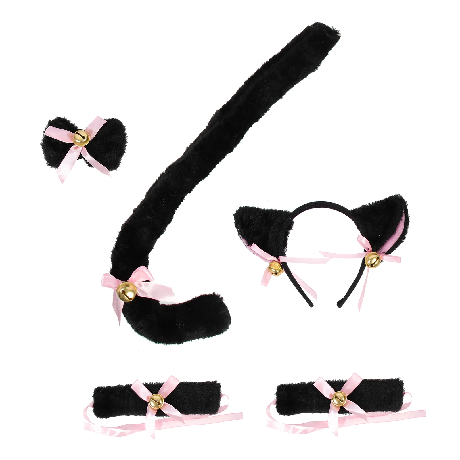 

1 Set Faux Animal Ears Hair Band Cat Tail Bow Tie Costume Accessories Kids Party Decor Cosplay Supplies Adorable Headband For