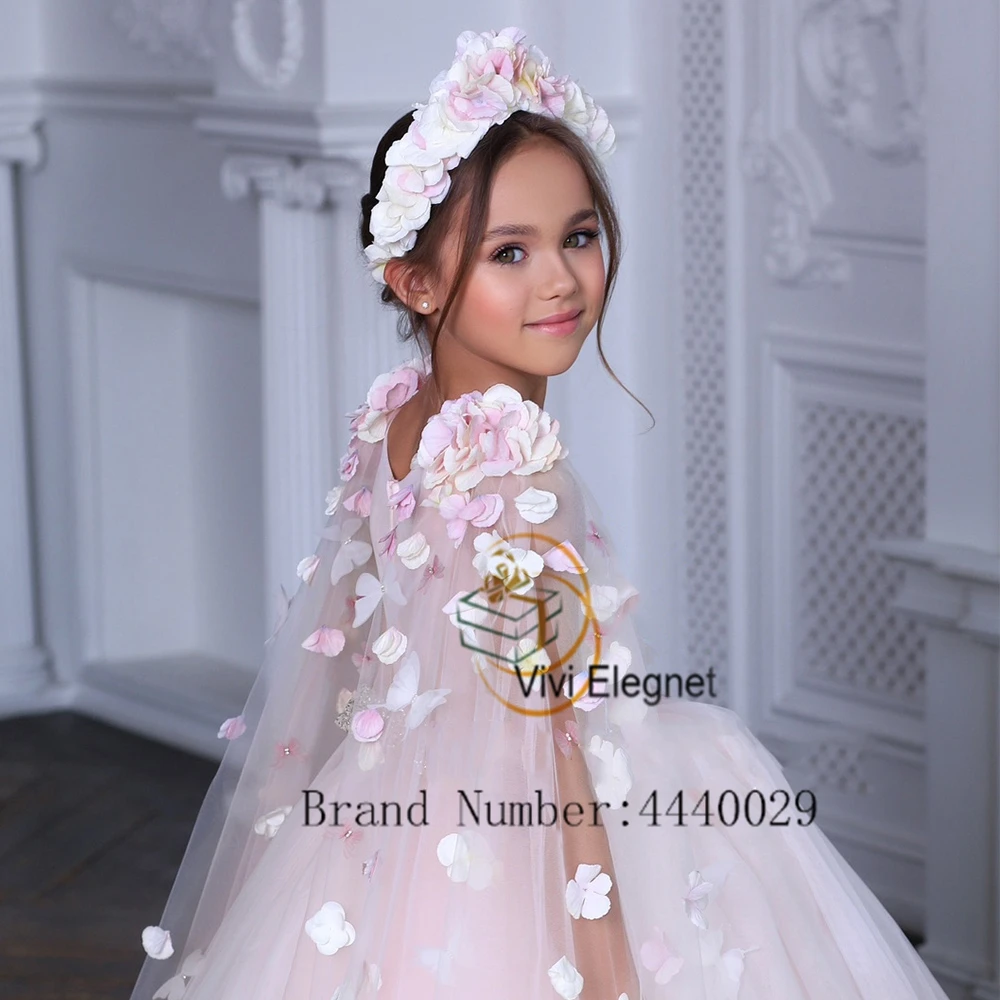 Scoop Sleeveless Flower Girl Dresses Soft Tulle 2023 Summer New Tea Length Wedding Party Gowns with Applique New فساتين اطفال لل