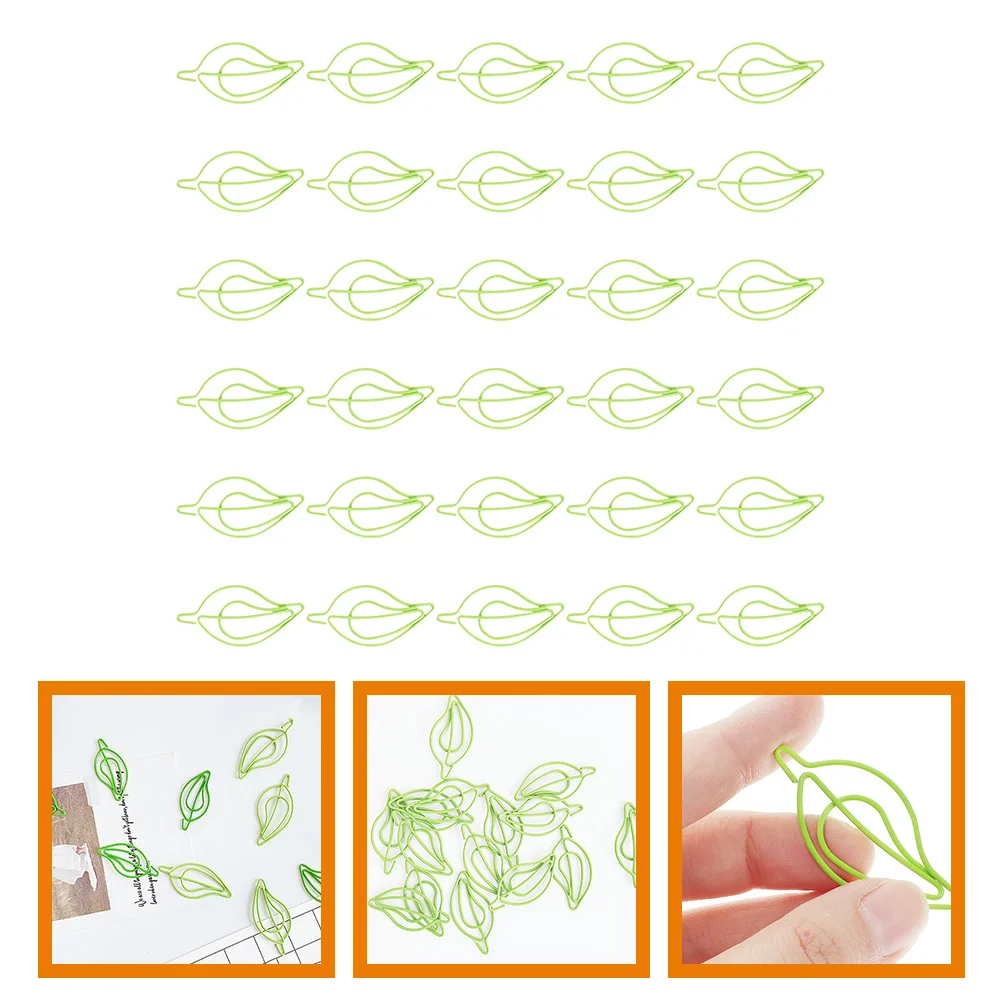 30Pcs Compact Lightweight Leaf Shaped Paper Clips Small Metal Clips for Home Office School Document Organization