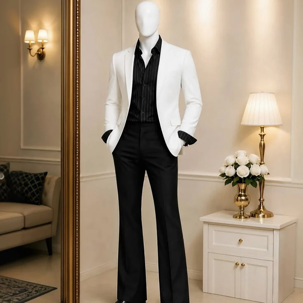 Modern Minimalist Men Black-and-gray Color-block Suit Sharp Jacket Pants Formal Wedding Party Business Custom Tailored Set