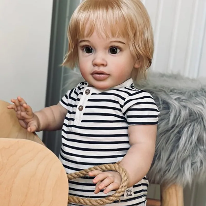 66cm Soft Cotton Body Doll Pippa  with 3D Skin Multiple Layers Painting with Visible Veins Rooted Blonde Hair Reborn Doll