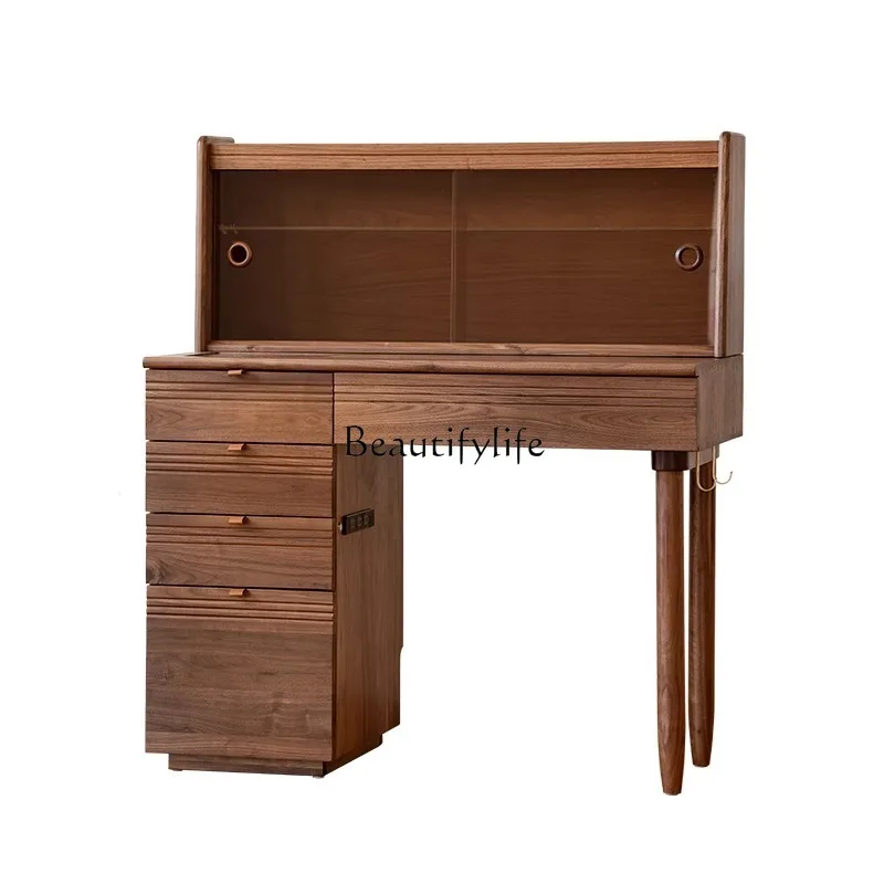 

Black walnut dresser bedroom log Japanese multifunctional solid wood makeup table