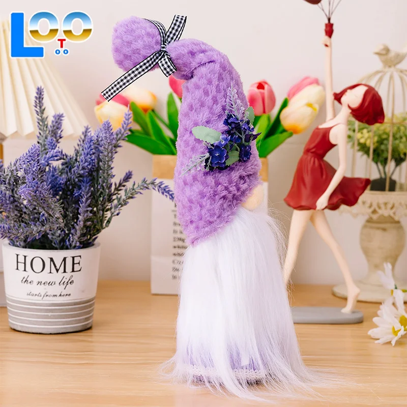 الصيف عيد الأم الديكور الأرجواني دمية مجهولي الهوية الخزامى الدائمة تشكل دمية أفخم قزم زخرفة