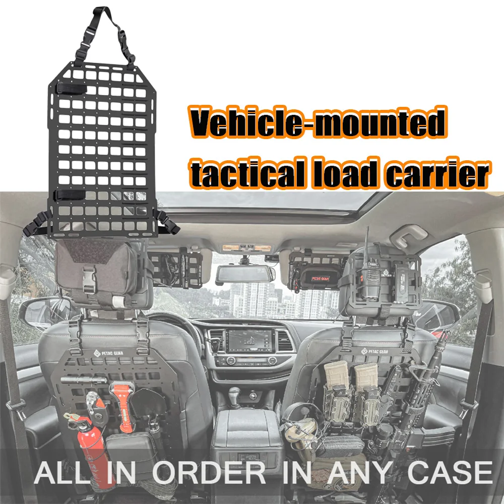 Tactical Car Seat Back Organizer | Rigid Molle Panels for Vehicles | Truck Mount Rack Panel for Tactical Gear Accessories