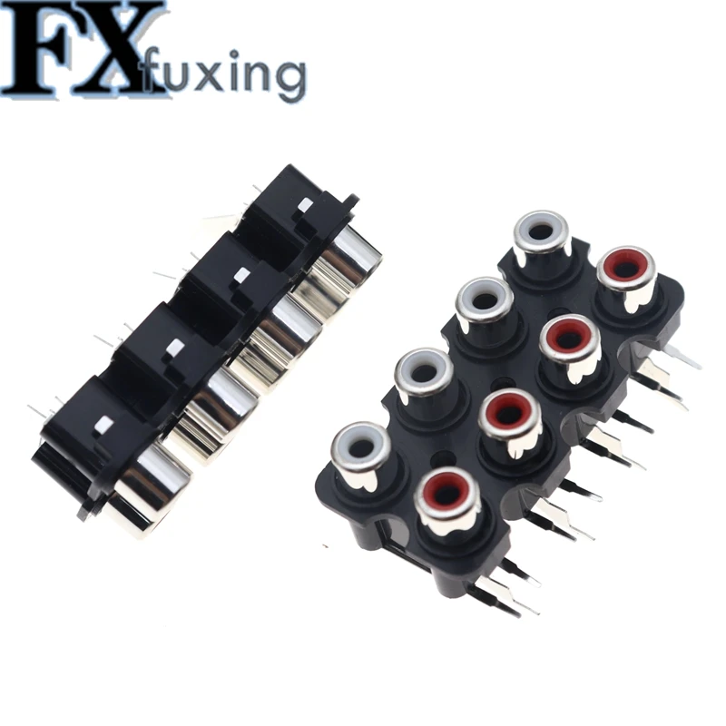 5Pcs 8 Gat Rca Female Stereo Audio Jack Av Audio-ingang Connector Lotus Rij Versterker Interface Signaal Verbinding