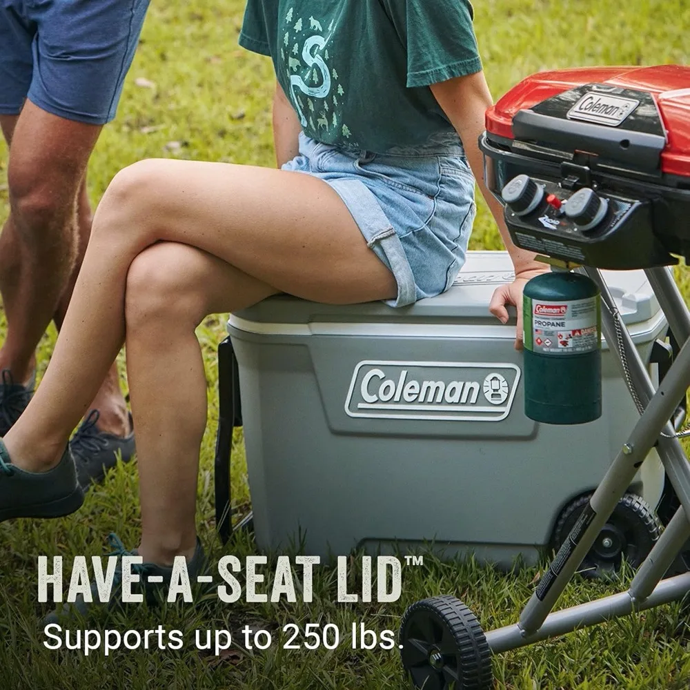 316 Series Insulated Portable Cooler with Heavy Duty Wheels, Leak-Proof Wheeled Cooler with 100+ Can Capacity, Keeps Ice