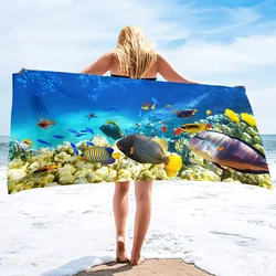 Sea World Beach Towel for Kids, Girl, Boys, Men, Women,  Turtle Bath  Print Pool  Super Soft Plush