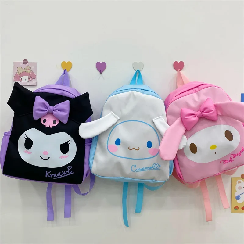 MINISO- Mochila Sanrio Kuromi Mochila para Escola, Bolsa de Ombro Kawaii Anime, Bolsa Cosplay Viagem, Presente Menina Estudante