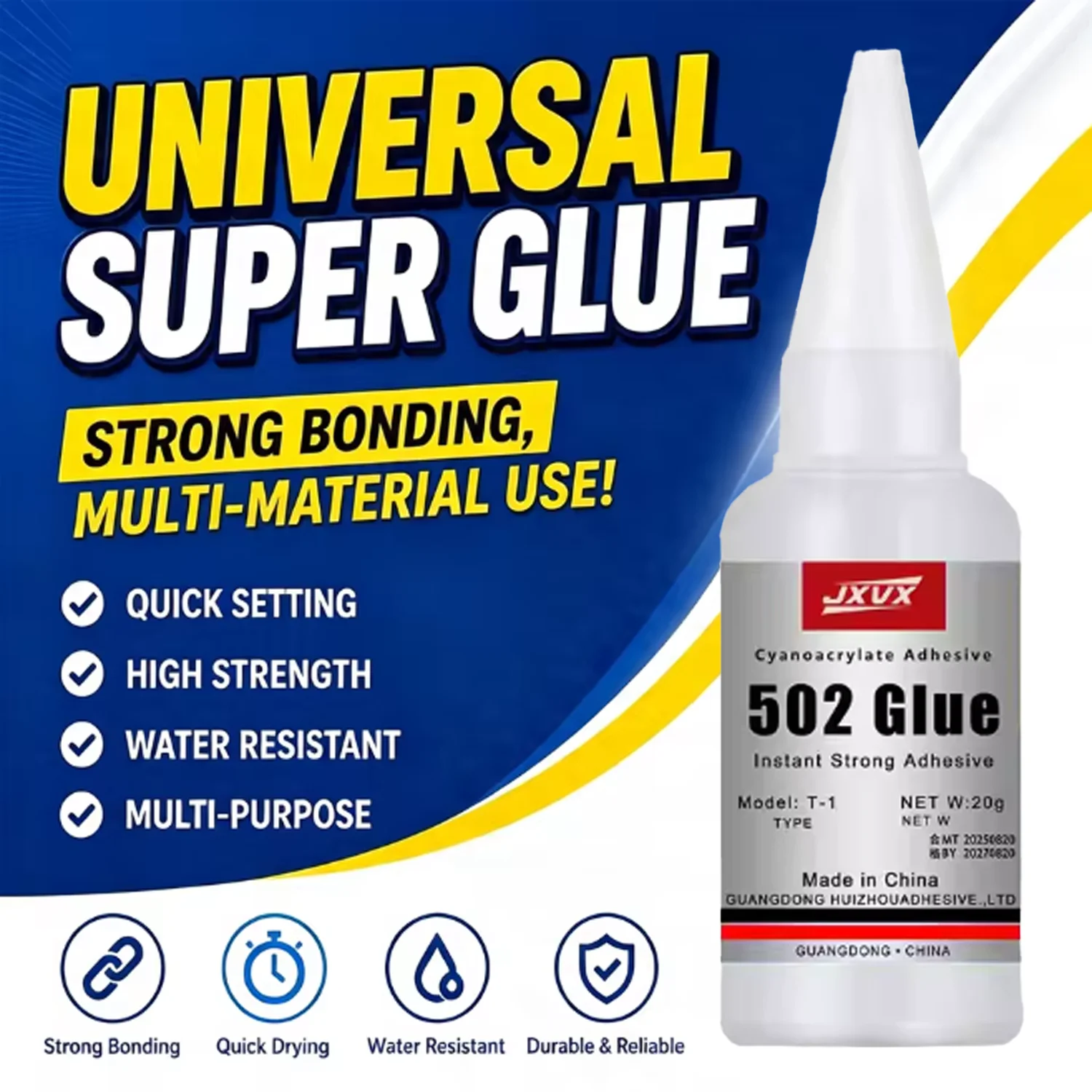 1-5PCS 502 Super Glue Clear Instant For Wood Crafts Repair All Purpose CA Glue Shoe Ceramic Plastic Leather Glass Model Metal.