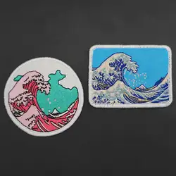 Wielka fala off Kanagawa Japan Patch naszywka z haczykiem na odzież