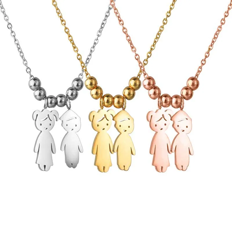 Personalized engraving date name boys girls pendant accessories stainless steel children\'s necklace family birthday women gift