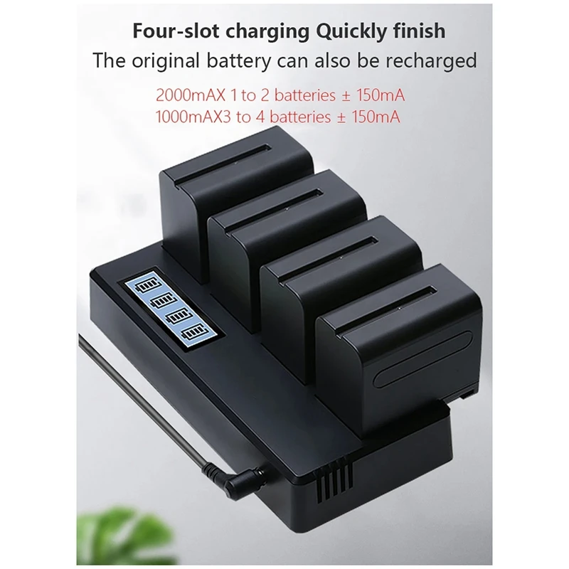 1 PCS NP F970 F960 NP F770 Battery Fast Smart Charger For Sony F750 F950 NP-F550 NP-FM50 FM500H QM7 EU Plug 4-Channel Plastic