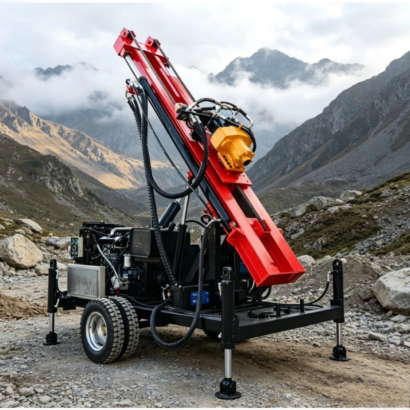 New Customized Good Price Multi Functional Wheeled Water Well Drilling Rig Four Wheel Drive Double Lifting Chain Drilling Rig