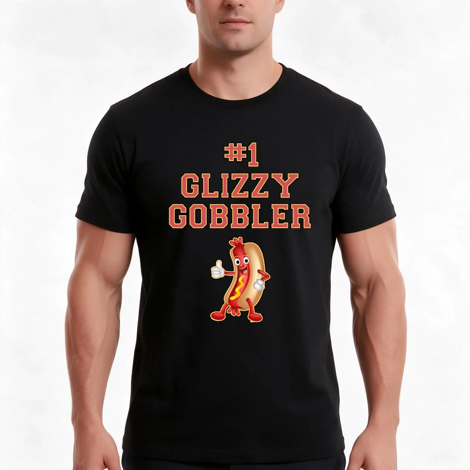1 Glizzy Gobbler Number One Hot Dog Weiner Eater T-Shirt Summer Casual Cotton Tee Oversized Streetwear Tops Unisex Men Women