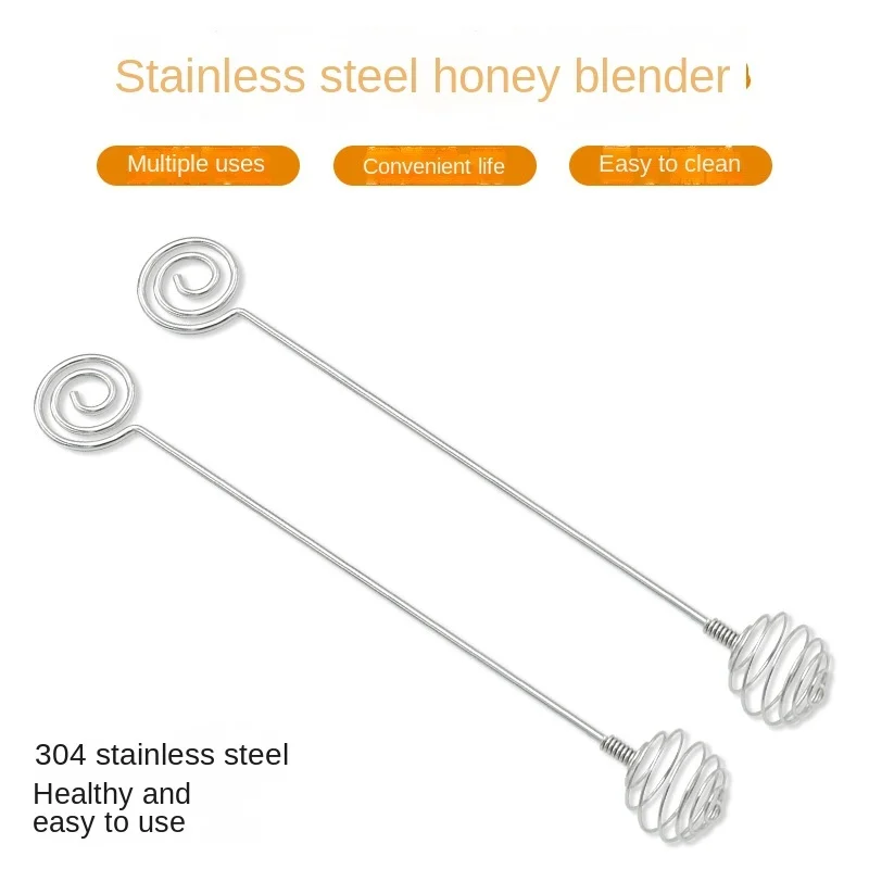 

100PCS Stainless Steel Honey Stick Double Ended Jam Stick Spring Spoon Coffee Milk Tea Dessert Spiral Long Handle Stirring Spoon